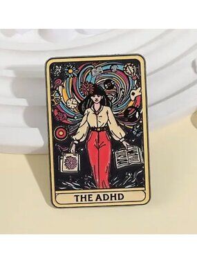 THE ADHD Tarot Card Enamel Backpack Lapel Pin NEW